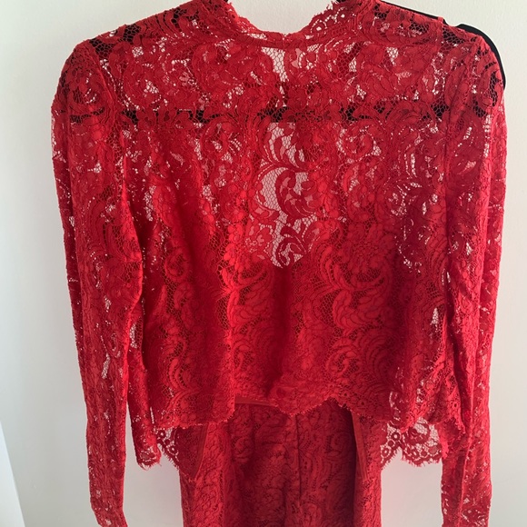 SAYLOR Pants - Saylor Savannah Red Lace Romper Two Piece